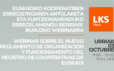 Webinar sobre el nuevo reglamento de organización y funcionamiento del Registro de Cooperativas de Euskadi